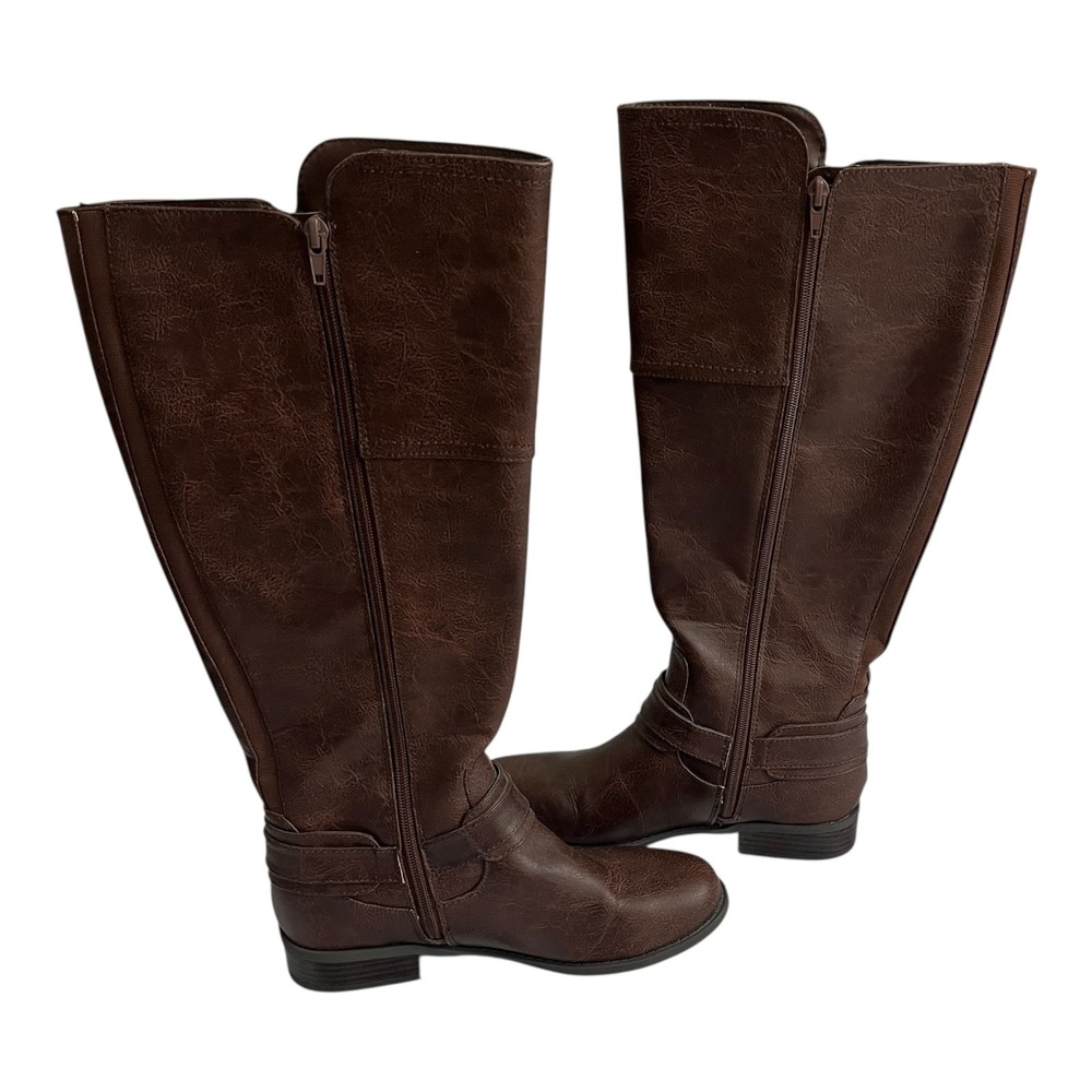 GBG‎ Guess Womens Brown Flex Back Gold-Tone Harlea Riding Pair Boots 8 M Zipper